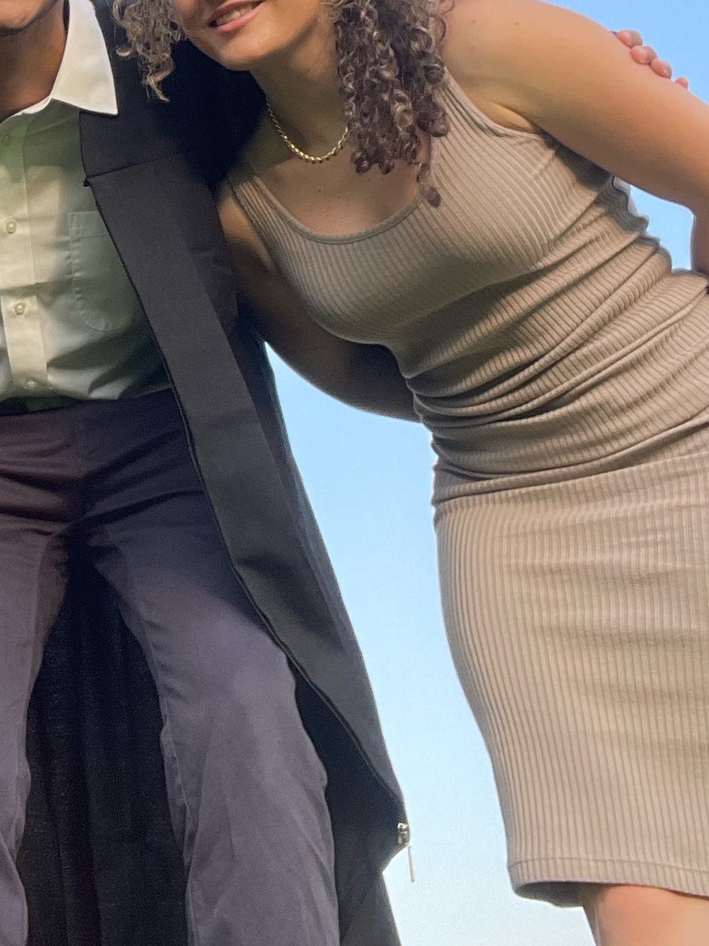 H&M Ribbed slip dress in Taupe
